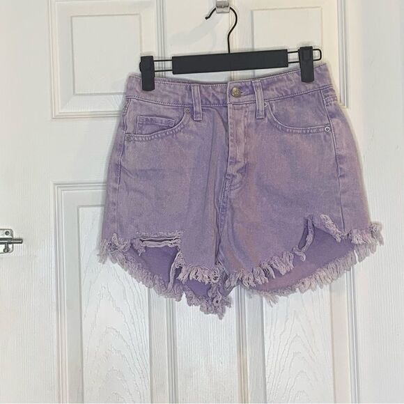 Wild Fable Highest Rise Purple Distressed Shorts Size 0 - Picture 1 of 10
